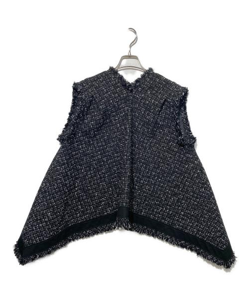 sacai（サカイ）sacai (サカイ) 20SS フリンジツイードベスト ブラック サイズ:3の古着・服飾アイテム