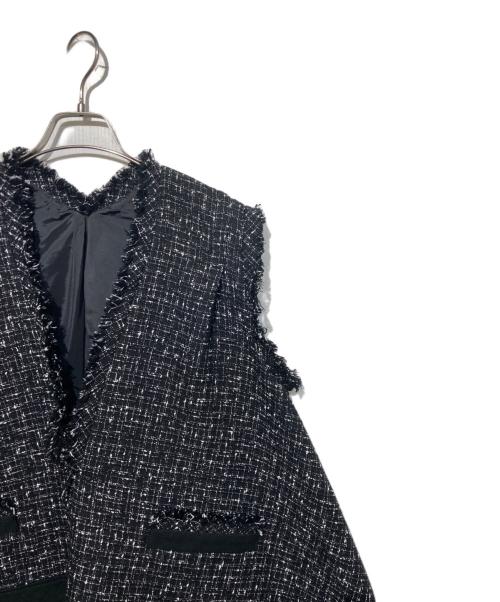 sacai（サカイ）sacai (サカイ) 20SS フリンジツイードベスト ブラック サイズ:3の古着・服飾アイテム