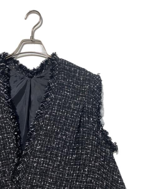 sacai（サカイ）sacai (サカイ) 20SS フリンジツイードベスト ブラック サイズ:3の古着・服飾アイテム