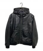 COACHコーチ）の古着「エンボスド レザー トレーナー」｜ブラック