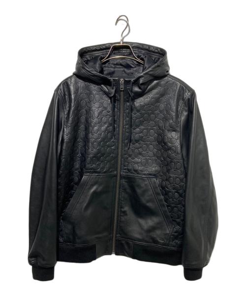 COACH（コーチ）COACH (コーチ) エンボスド レザー トレーナー ブラック サイズ:Mの古着・服飾アイテム