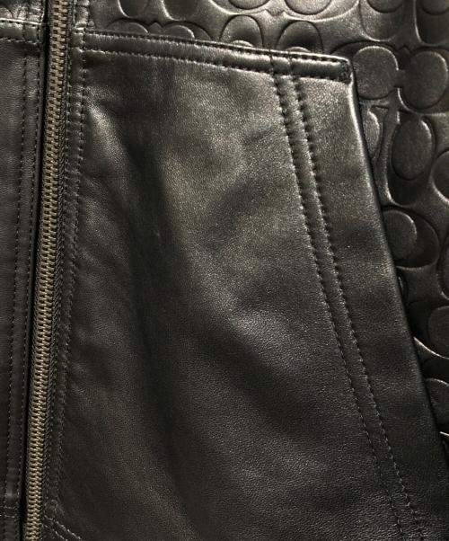 COACH（コーチ）COACH (コーチ) エンボスド レザー トレーナー ブラック サイズ:Mの古着・服飾アイテム