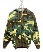 X-LARGEエクストララージ）の古着「CAMO ZIP UP HOODED SWT」｜オリーブ