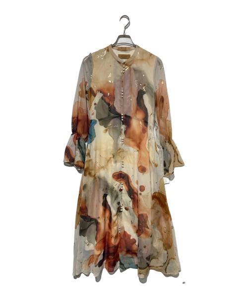 Ameri（アメリ）Ameri (アメリ) AMELIA INK ART DRESS ベージュ サイズ:Sの古着・服飾アイテム
