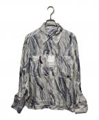 Adam et Ropeアダム エ ロペ）の古着「ステッチディテールロングシャツ」｜ホワイト×グレー