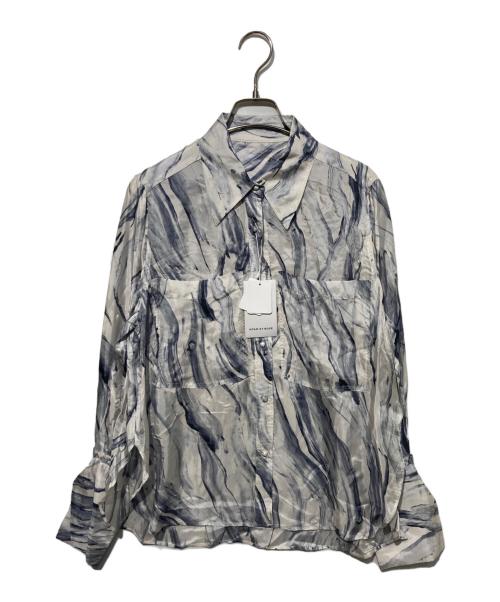 Adam et Rope（アダム エ ロペ）Adam et Rope (アダム エ ロペ) ステッチディテールロングシャツ ホワイト×グレー サイズ:Free 未使用品の古着・服飾アイテム