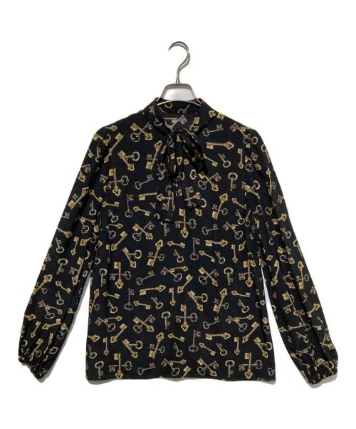 DOLCE & GABBANA（ドルチェ＆ガッバーナ）DOLCE & GABBANA (ドルチェ＆ガッバーナ) 総柄ボウタイブラウス ブラック サイズ:42の古着・服飾アイテム