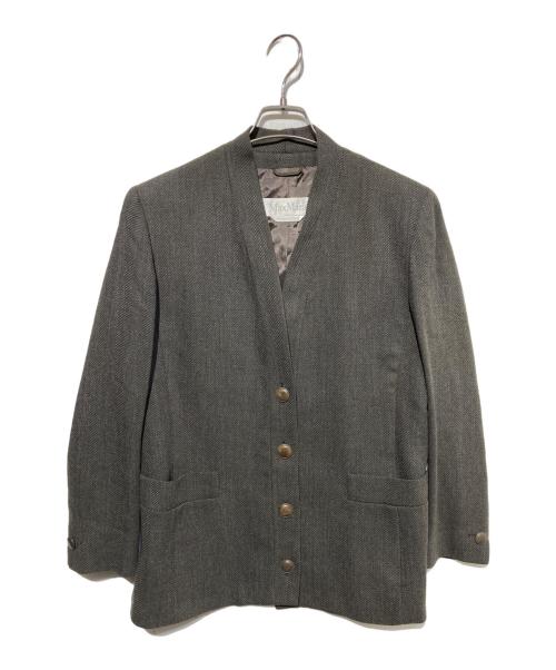 MaxMara（マックスマーラ）MaxMara (マックスマーラ) ノーカラージャケット グレー サイズ:44の古着・服飾アイテム