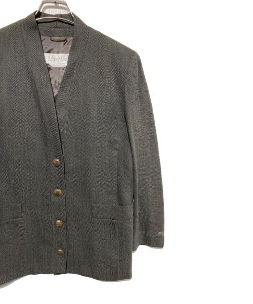 MaxMara（マックスマーラ）MaxMara (マックスマーラ) ノーカラージャケット グレー サイズ:44の古着・服飾アイテム