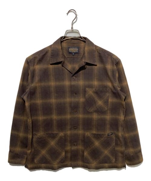 PENDLETON（ペンドルトン）PENDLETON (ペンドルトン) コットンシャギーオープンカラーシャツ ブラウン サイズ:Mの古着・服飾アイテム