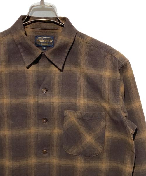 PENDLETON（ペンドルトン）PENDLETON (ペンドルトン) コットンシャギーオープンカラーシャツ ブラウン サイズ:Mの古着・服飾アイテム