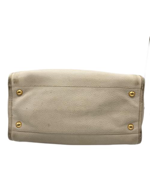 PRADA（プラダ）PRADA (プラダ) レザートートバッグ アイボリーの古着・服飾アイテム