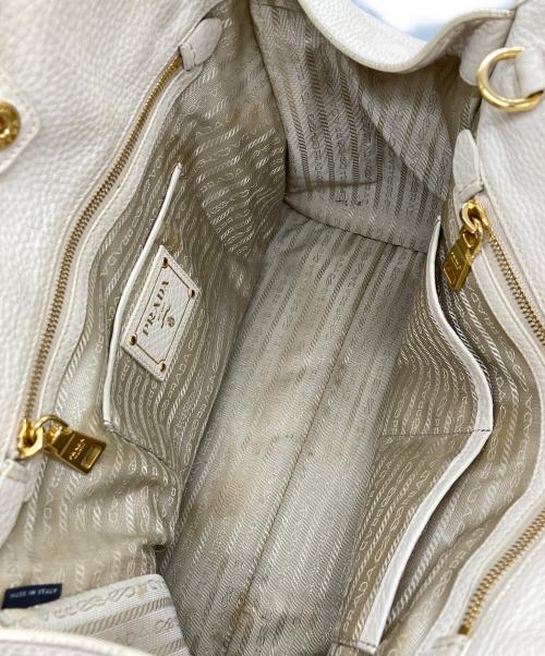 PRADA（プラダ）PRADA (プラダ) レザートートバッグ アイボリーの古着・服飾アイテム