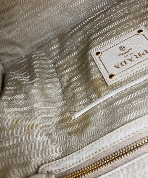 PRADA（プラダ）PRADA (プラダ) レザートートバッグ アイボリーの古着・服飾アイテム
