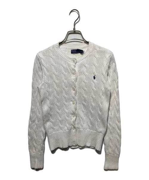 POLO RALPH LAUREN（ポロ・ラルフローレン）POLO RALPH LAUREN (ポロ・ラルフローレン) 丸首ケーブルニットカーディガン ホワイト サイズ:XSの古着・服飾アイテム