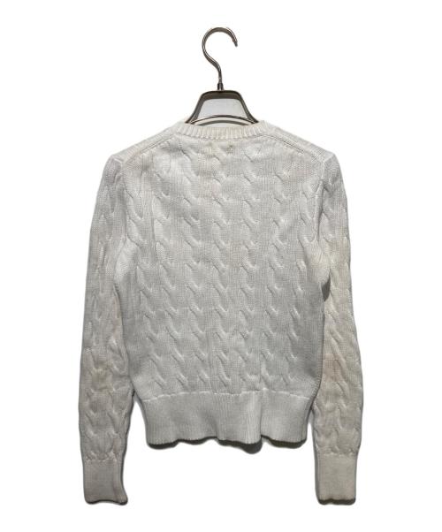 POLO RALPH LAUREN（ポロ・ラルフローレン）POLO RALPH LAUREN (ポロ・ラルフローレン) 丸首ケーブルニットカーディガン ホワイト サイズ:XSの古着・服飾アイテム