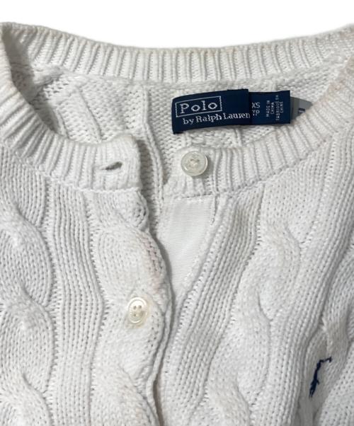 POLO RALPH LAUREN（ポロ・ラルフローレン）POLO RALPH LAUREN (ポロ・ラルフローレン) 丸首ケーブルニットカーディガン ホワイト サイズ:XSの古着・服飾アイテム