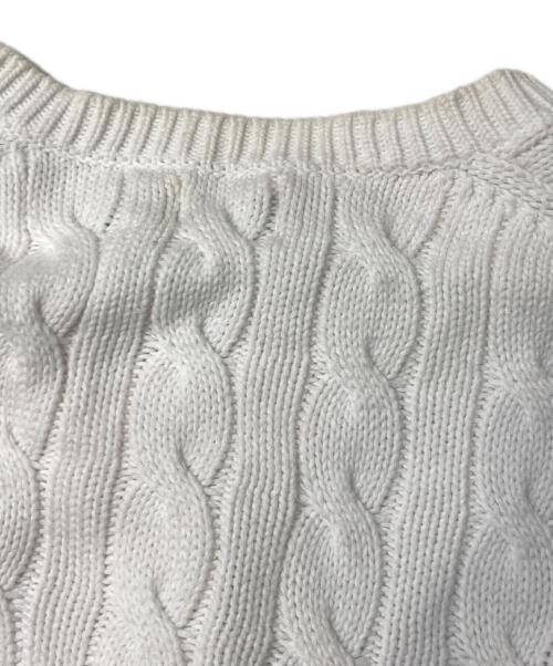 POLO RALPH LAUREN（ポロ・ラルフローレン）POLO RALPH LAUREN (ポロ・ラルフローレン) 丸首ケーブルニットカーディガン ホワイト サイズ:XSの古着・服飾アイテム