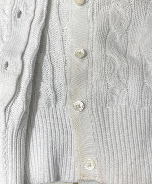 POLO RALPH LAUREN（ポロ・ラルフローレン）POLO RALPH LAUREN (ポロ・ラルフローレン) 丸首ケーブルニットカーディガン ホワイト サイズ:XSの古着・服飾アイテム