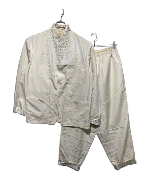 Yohji Yamamoto pour homme（ヨウジヤマモト プールオム）Yohji Yamamoto pour homme (ヨウジヤマモト プールオム) 刺し子シルクセットアップ ホワイト サイズ:Mの古着・服飾アイテム