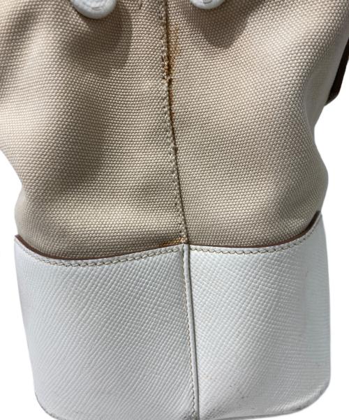 PRADA（プラダ）PRADA (プラダ) サフィアーノキャンバスハンドバッグ ベージュの古着・服飾アイテム