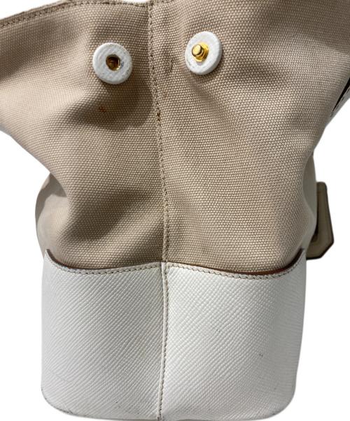 PRADA（プラダ）PRADA (プラダ) サフィアーノキャンバスハンドバッグ ベージュの古着・服飾アイテム