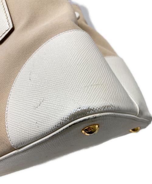 PRADA（プラダ）PRADA (プラダ) サフィアーノキャンバスハンドバッグ ベージュの古着・服飾アイテム