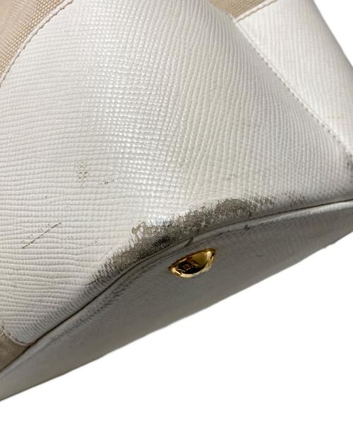 PRADA（プラダ）PRADA (プラダ) サフィアーノキャンバスハンドバッグ ベージュの古着・服飾アイテム