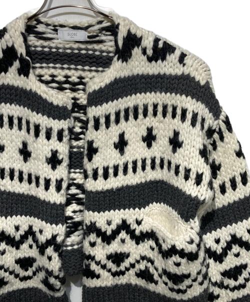 SLOBE IENA（スローブ イエナ）SLOBE IENA (スローブ イエナ) カウチンニットカーディガン ホワイト×グレー サイズ:Freeの古着・服飾アイテム