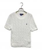POLO RALPH LAURENポロ・ラルフローレン）の古着「ピマコットン半袖ケーブルニット」｜ホワイト