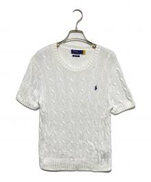 POLO RALPH LAUREN（ポロ・ラルフローレン）の古着「ピマコットン半袖ケーブルニット」｜ホワイト