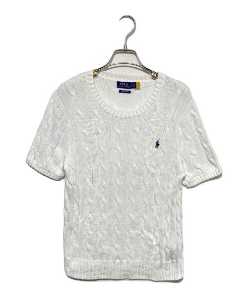 POLO RALPH LAUREN（ポロ・ラルフローレン）POLO RALPH LAUREN (ポロ・ラルフローレン) ピマコットン半袖ケーブルニット ホワイト サイズ:Lの古着・服飾アイテム
