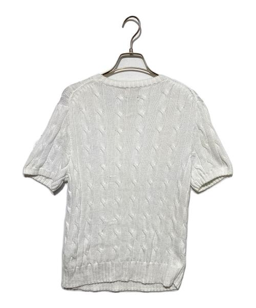 POLO RALPH LAUREN（ポロ・ラルフローレン）POLO RALPH LAUREN (ポロ・ラルフローレン) ピマコットン半袖ケーブルニット ホワイト サイズ:Lの古着・服飾アイテム