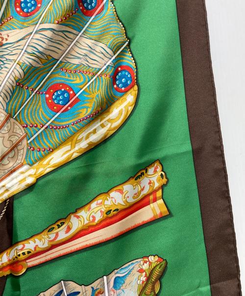 HERMES（エルメス）HERMES (エルメス) カレ90 シルクスカーフ ブラウン×グリーン サイズ:　の古着・服飾アイテム