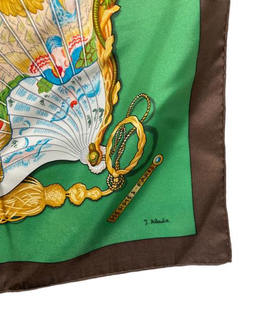 HERMES（エルメス）HERMES (エルメス) カレ90 シルクスカーフ ブラウン×グリーン サイズ:　の古着・服飾アイテム