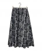 HERALBONYヘラルボニー）の古着「フレアスカート「小川真広」」｜ホワイト×ブラック