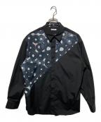 HERALBONYヘラルボニー）の古着「デザインシャツ(ショルダー切替) 「無題(丸)」」｜ブラック