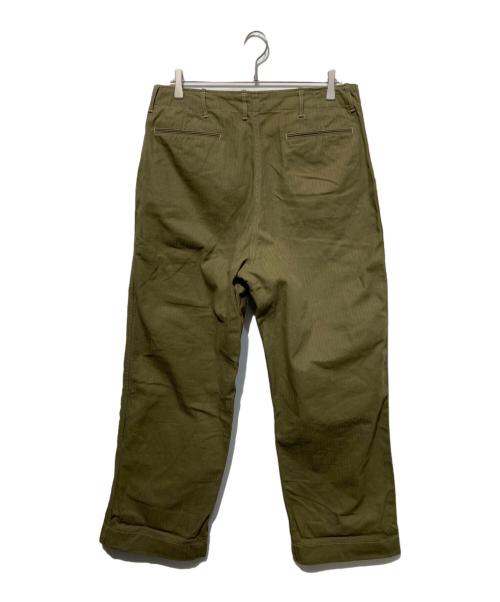BUTCHER PRODUCTS（ブッチャープロダクツ）BUTCHER PRODUCTS (ブッチャープロダクツ) ヘリンボーントラウザーズ カーキ サイズ:34の古着・服飾アイテム