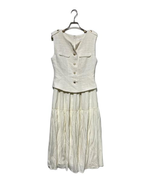 HER LIP TO（ハーリップトゥ）HER LIP TO (ハーリップトゥ) Emma Tweed Docking Dress ホワイト サイズ:Mの古着・服飾アイテム