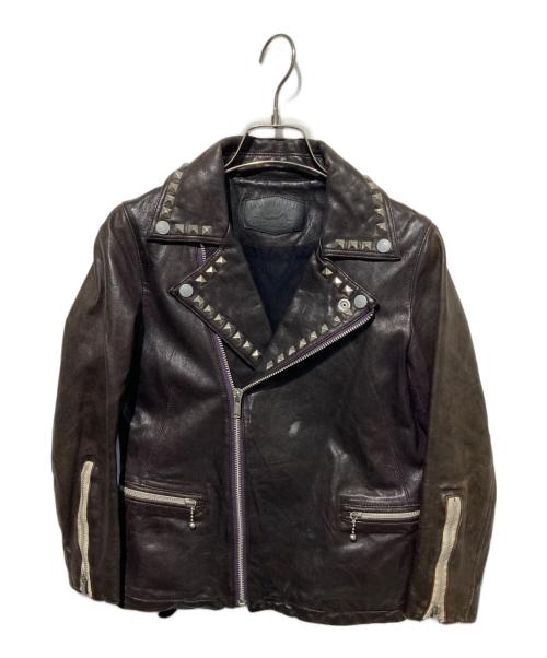 Hysteric Glamour（ヒステリックグラマー）Hysteric Glamour (ヒステリックグラマー) スタッズダブルライダースジャケット ブラック サイズ:Freeの古着・服飾アイテム