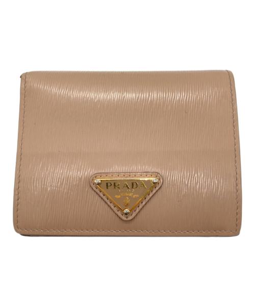 PRADA（プラダ）PRADA (プラダ) コンパクトウォレット ベージュの古着・服飾アイテム