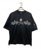 Mastermind WORLD×ALPHAマスターマインド ワールド×アルファ）の古着「ロゴTシャツ」｜ブラック