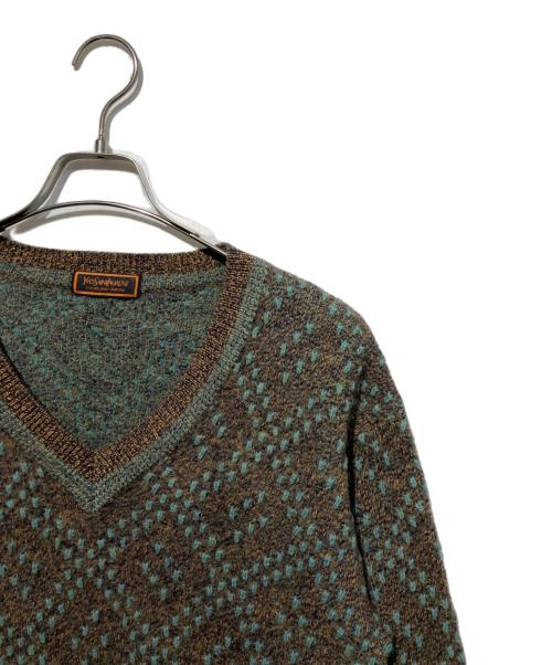 Yves Saint Laurent（イヴサンローラン）Yves Saint Laurent (イヴサンローラン) オールドVネックニット ブラウン サイズ:Lの古着・服飾アイテム