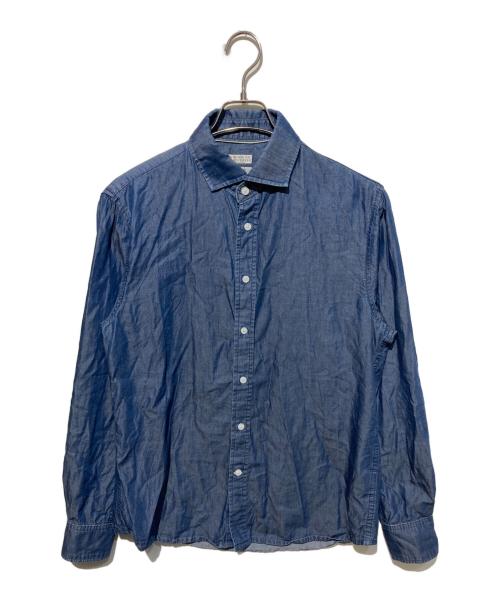BRUNELLO CUCINELLI（ブルネロクチネリ）BRUNELLO CUCINELLI (ブルネロクチネリ) SLIM FIT ロングスリーブシャツ ブルー サイズ:Mの古着・服飾アイテム