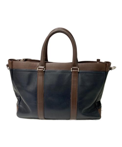 COACH（コーチ）COACH (コーチ) オールレザーブリーフトートバッグ ネイビーの古着・服飾アイテム