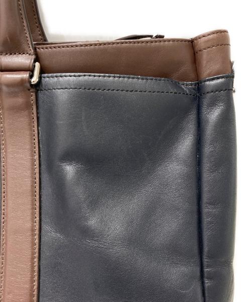 COACH（コーチ）COACH (コーチ) オールレザーブリーフトートバッグ ネイビーの古着・服飾アイテム