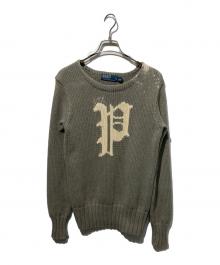 POLO RALPH LAUREN（ポロ・ラルフローレン）の古着「Pロゴコットンニット」｜グレー