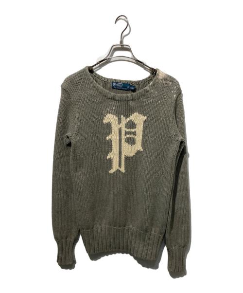 POLO RALPH LAUREN（ポロ・ラルフローレン）POLO RALPH LAUREN (ポロ・ラルフローレン) Pロゴコットンニット グレー サイズ:ＸＳの古着・服飾アイテム