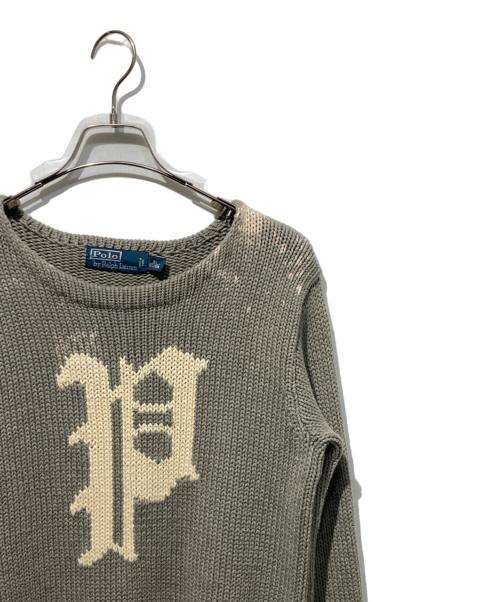 POLO RALPH LAUREN（ポロ・ラルフローレン）POLO RALPH LAUREN (ポロ・ラルフローレン) Pロゴコットンニット グレー サイズ:ＸＳの古着・服飾アイテム