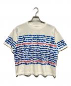 HERALBONYヘラルボニー）の古着「アートボーダーTシャツ「blue brush-mm2025」」｜ホワイト